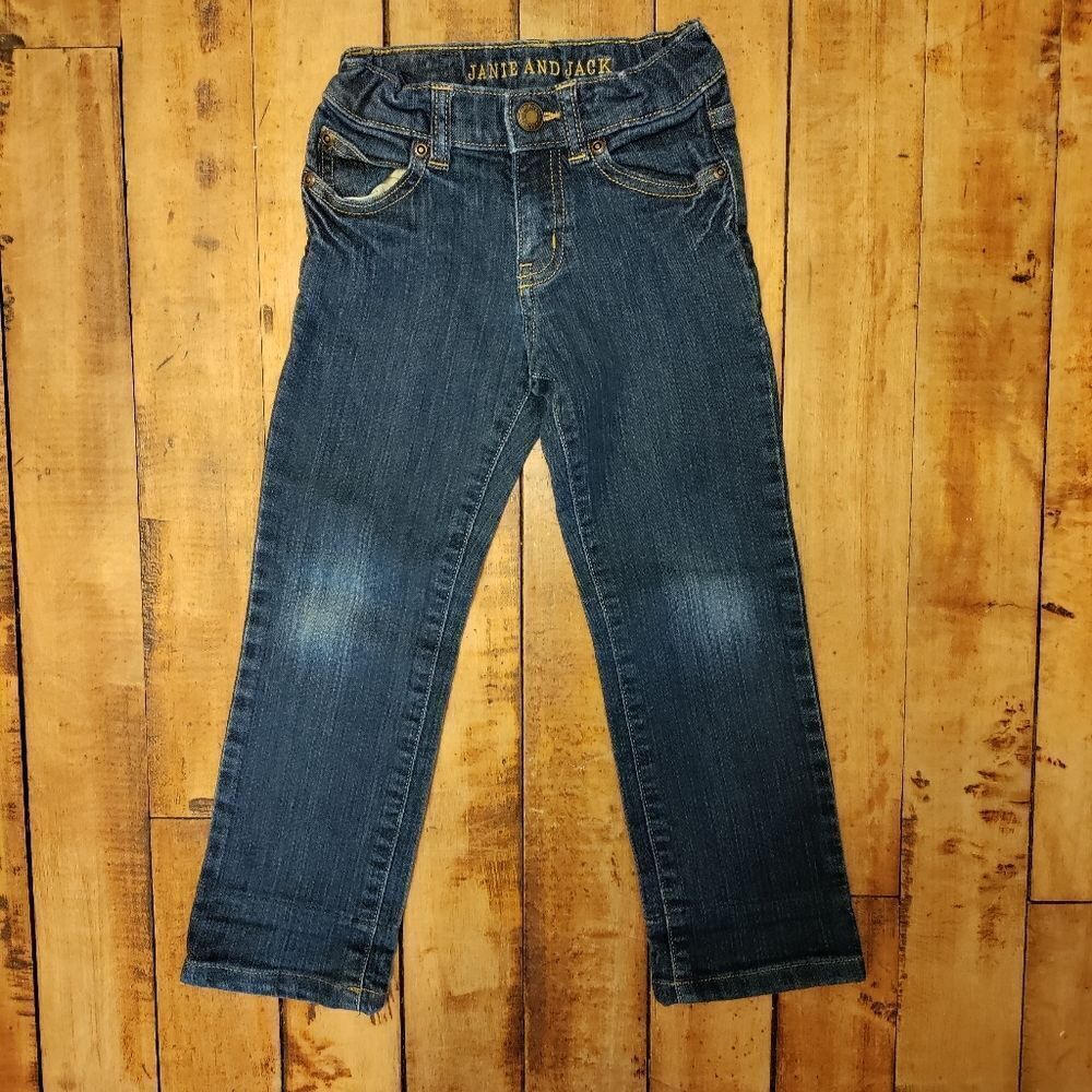 Janie and Jack Jeans size 4 boys grey cuff adjustable waist